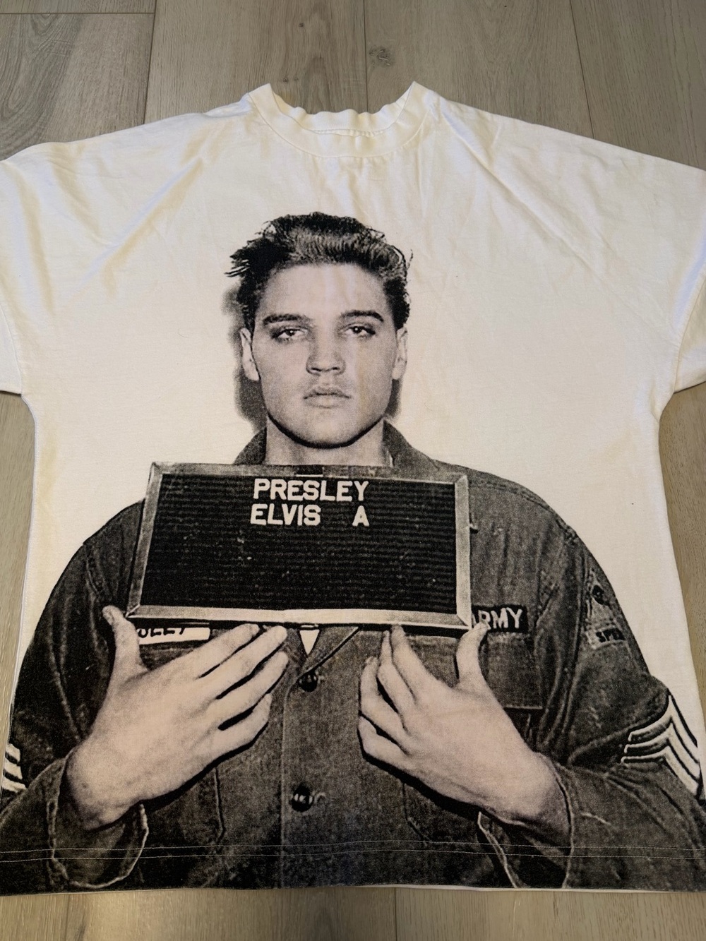 R13 Elvis Presley Mugshot Long Sleeve Graphic Tee XS White Luxury Cotton Shirt
